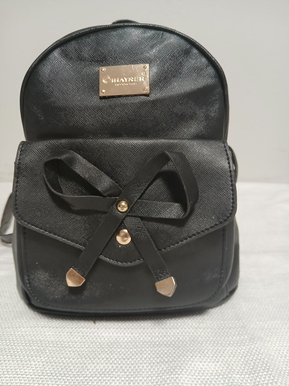 Ihayner Elegance Black Mini Backpack with Bow Accent